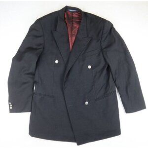 VINTAGE MEN'S BLACK 100% WOOL DOUBLE-BREASTED BLAZER JACKET - FIORI - SIZE 42T